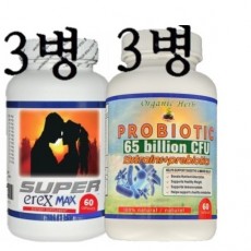 (더 강력한 슈퍼에렉스)슈퍼에렉스 맥스60정*3병,프로바이오틱 650억 60정*3병.(17CM평생유지,롱타임1시간 솔류션)3달분
