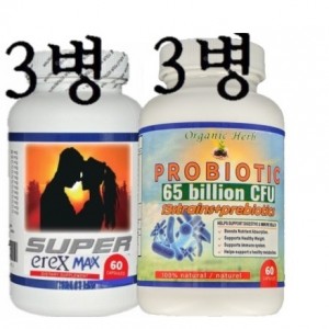 (더 강력한 슈퍼에렉스)슈퍼에렉스 맥스60정*3병,프로바이오틱 650억 60정*3병.(17CM평생유지,롱타임1시간 솔류션)3달분